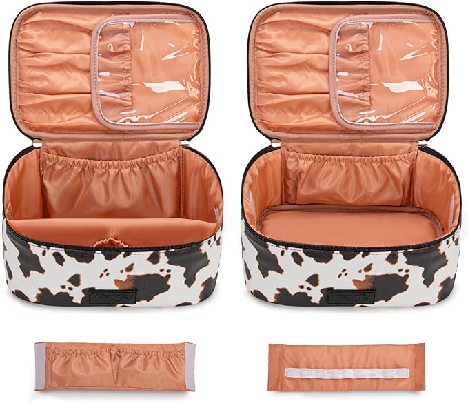 Wrangler Travel Makeup Bag 2pcs Set Cosmetic Bag with Makeup Brush Holder