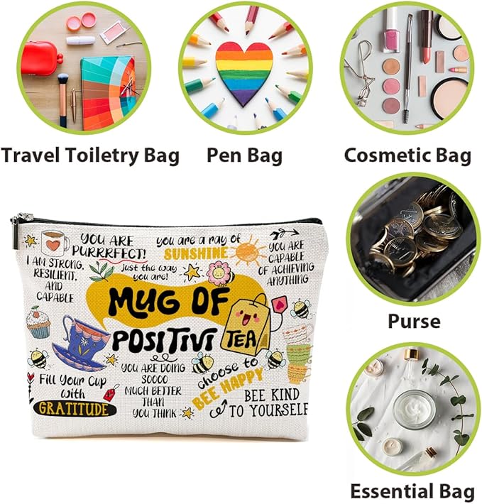 BQXH Inspirational Gifts Makeup Bag, Positive Affirmations Cosmetic Bag