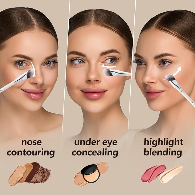 Albeaut Concealer Makeup Brushes 2 PCS Angled Brushes for Liquid, Cream, Stick Concealer Foundation Nose Contour Eyeshadow Blending(193-2pcs)