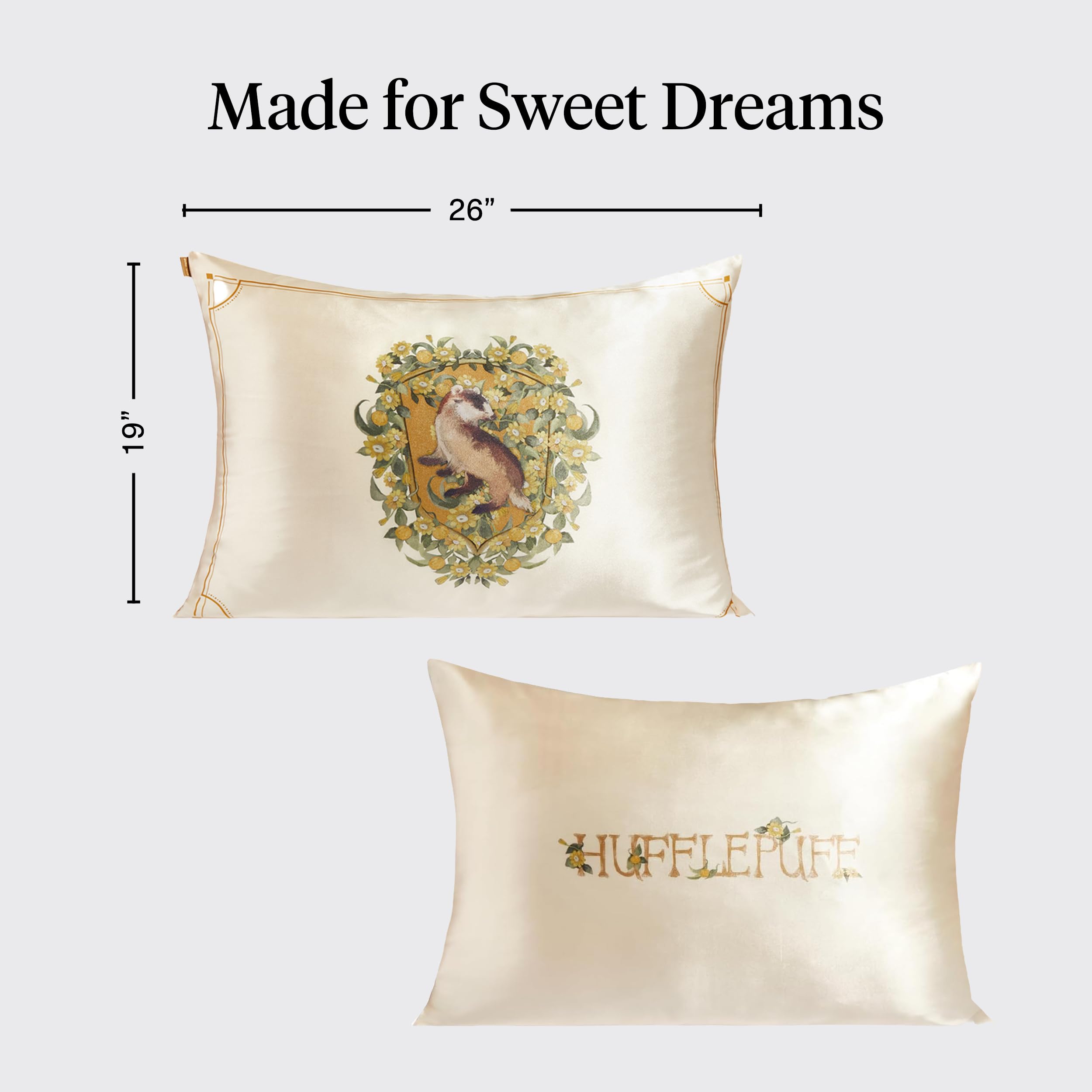 Kitsch & Harry Potter Satin Pillowcase W/Zipper - Size 19x26, Hufflepuff