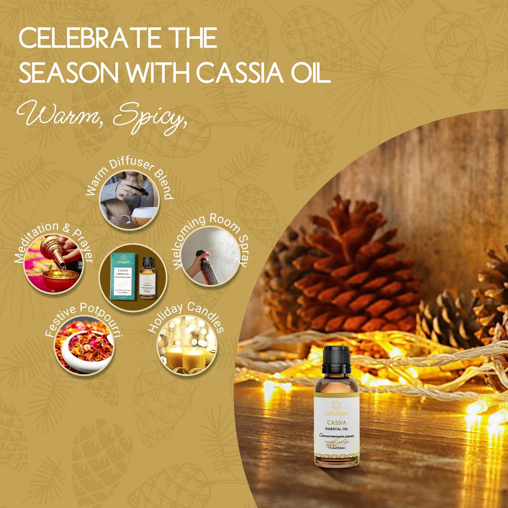LOTUSJOY Cassia Cinnamon Bark Essential Oil, for Spray, Anointing,1 Oz