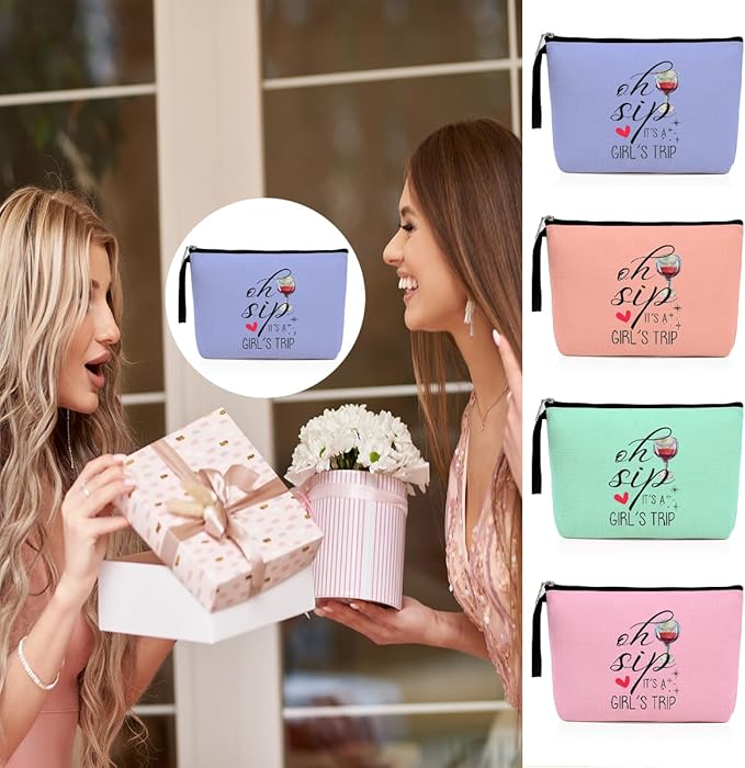 4 Pcs Girls Trip Gifts Favors Weekend Makeup Bag, Girls Trip Gifts