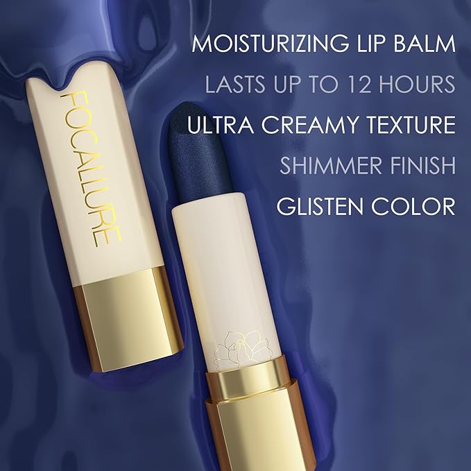 FOCALLURE Shimmer Metallic Lipstick, Sparkly Glitter Finish, High Pigment Long Lasting Lip Color, Creamy Hydrating Formula, Independence Day Gift, Night Song