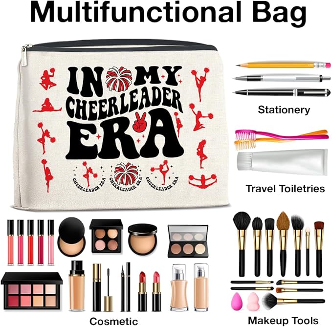 UPNEGE Cheerleader Gifts Makeup Bag Cheerleading Team Gifts for Women Cheerleader in My Cheerleader Era Zipper Makeup Pouch