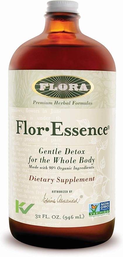 Flora - Flor-Essence - Gentle Detox Tea for a Full-Body Cleanse - Contains Organic Slippery Elm Bark, Rhubarb, Burdock Root & More - Vegan, Non-GMO & Gluten-Free - 32 fl. oz.
