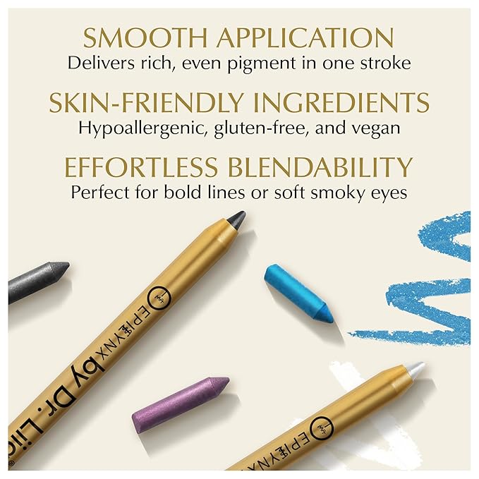EPILYNX Waterproof Eyeliner Pencil, Smudge-Proof, Moonlight Black Shimmer