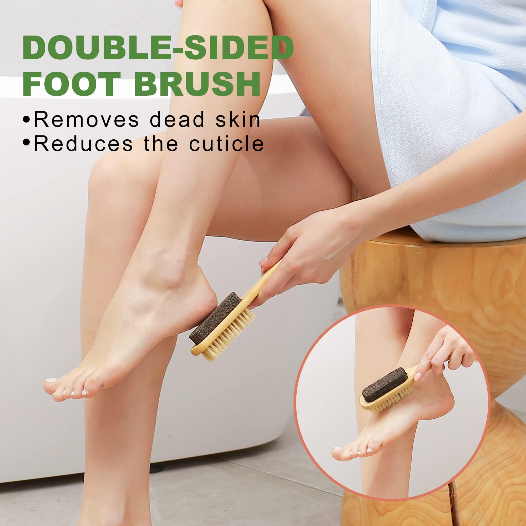 AIFEIVICO Dry Brushing Body Brush, Natural Boar Bristle Dry Brush, Bamboo Exfoliating Body, Face, Foot, Long Handle Back Scrubber Brush, Meridian Pressure for Lymphatic, Cellulite
