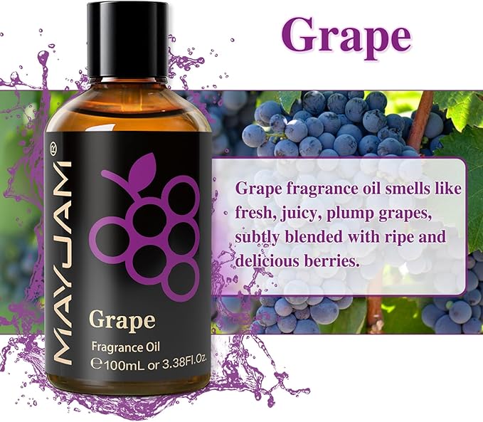 MAYJAM Grape Fragrance Oil for Diffusers for Home, 3.38FL.OZ