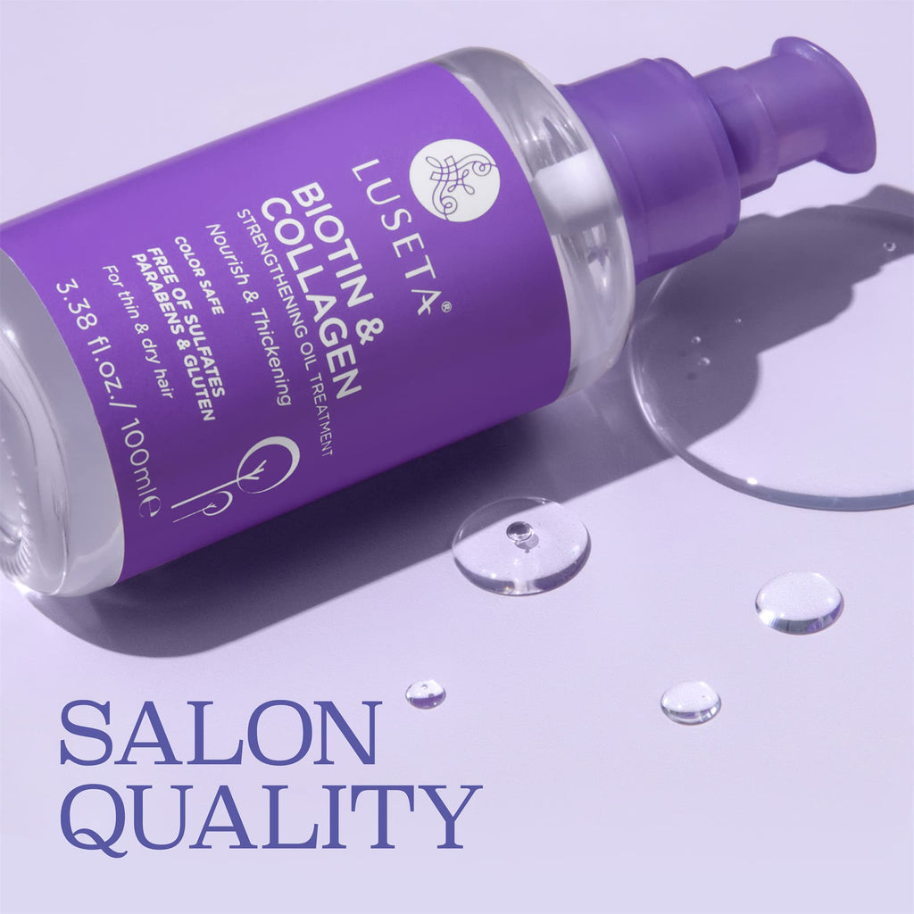 LUSETA L Biotin & Collagen Hair Oil Serum for Thin Hair, 3.38 fl oz