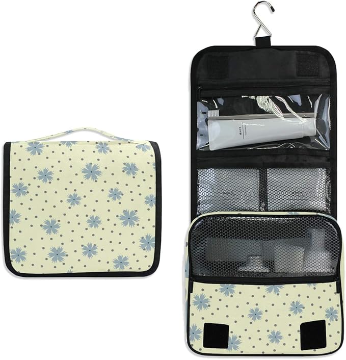 senya Hanging Travel Toiletry Bag Flowers Round Dot Kit Makeup Case Cosmetics Organizer for Men Women overnight