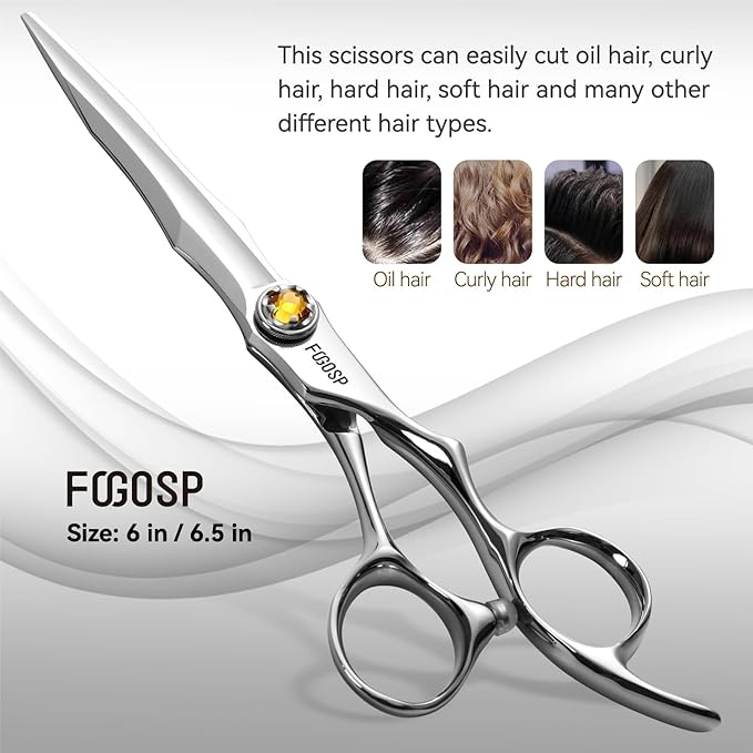 FOGOSP Professional Barber Scissors 6.5' Japan VG10 Fine Cutting Blades Hair Shears for Men and Women