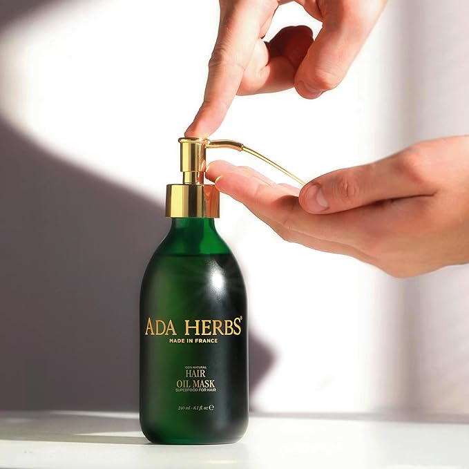 ADA HERBS Hair Oil Mask Pre-Wash & Overnight 100% Natural Hair Growth Oil with Cold Pressed Argan, Castor, Jojoba, Rosemary, Vitamin E (8.45 Fl Oz)