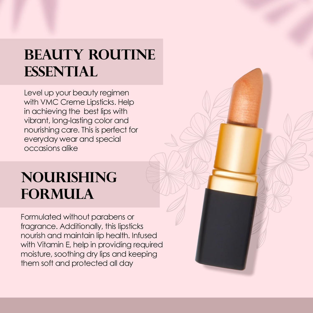 Vera Moore Cosmetics Soft Creme Lipstick - with Maximum Hydration & Moisture, Long Lasting Light Weight Opaque Color & Staying Power - Won't Feather or Fade - Fragrance & Paraben Free (Autumn Gold)