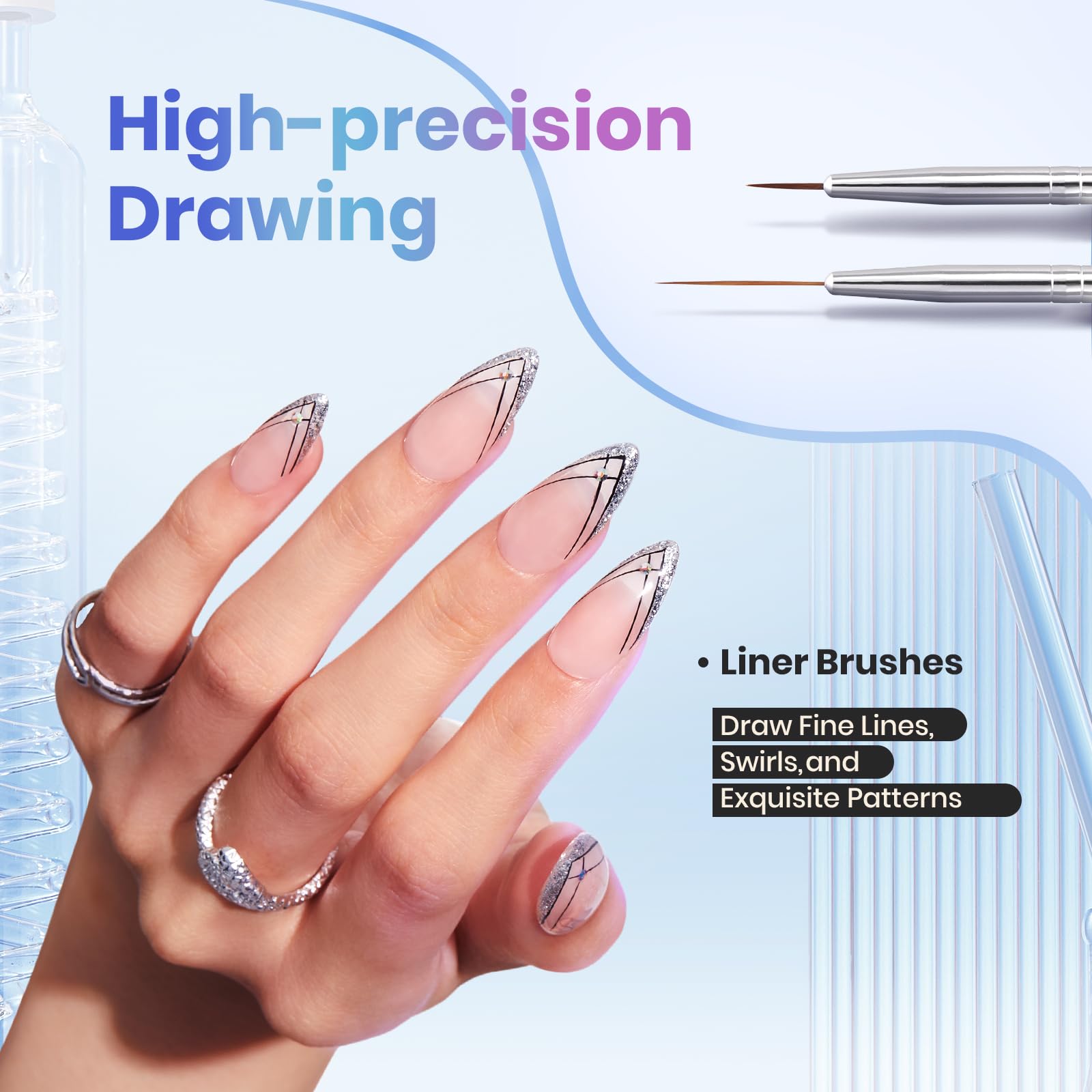 Beetles Gel Polish Nail Art Brushes, 6 Pcs Fingernail Art Design Pens