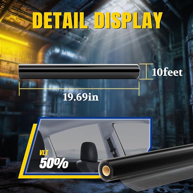 ARANA Car Window Tint Film 50% VLT - 20" in x 10'Ft Ceramic Window Tints for Front Windshield, Heat Control Block 99% UV/IR Rays HD Vision Anti Glare & Scratch