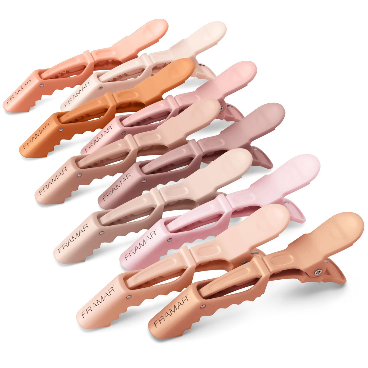 FRAMAR Neutral Alligator Clips For Hair Styling 10 Pack, Professional