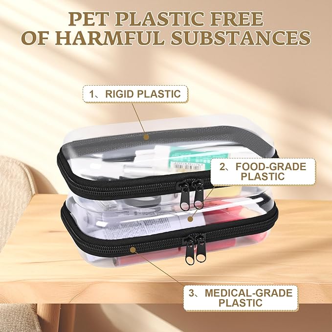 YQBRAO Clear Hard Shell Organizer Set, 2-Pack, Black