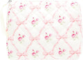 Quilted Makeup Pouch for Women, Travel Cosmetic&Toiletry Bag,Bow Rose