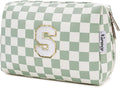 Narwey Initial Makeup Bag, Graduation Gifts for Teen Girls kids Tween, Trendy Stuff 6-18 Years Old, Personalized Monagram Travel Cosmetic Bag, Birthday Teacher Bridesmaid Mom Gifts for Women (S)