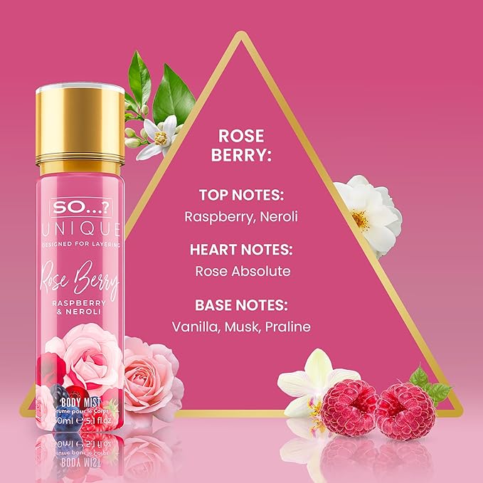 Unique Body Mist - Rose Berry by So…? for Women - 5.1 oz Body Mist - Pack of 3
