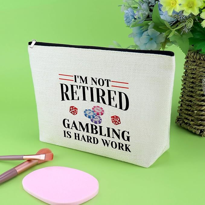Gevody Gambler Gifts for Women Casino Makeup Bag Casino Lover Gifts Gambler Lover Gift Retirement Gambling Gift Cosmetic Bag for Slot Machine Birthday Christmas Thank You Present Travel Pouch