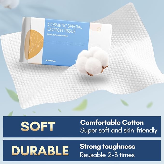 PoeticEHome Disposable Face Towels, Soft Dry Wipes, 6 Pack, 600 Count