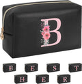 Initial Makeup Bag for Women, Travel Makeup Bag Small Cosmetic Bag, Birthday Gifts for Girls and Women, Teen Girls Gifts Trendy Stuff, Personalized Gifts for Grandkids Teacher Friends Bride Bridesmaid