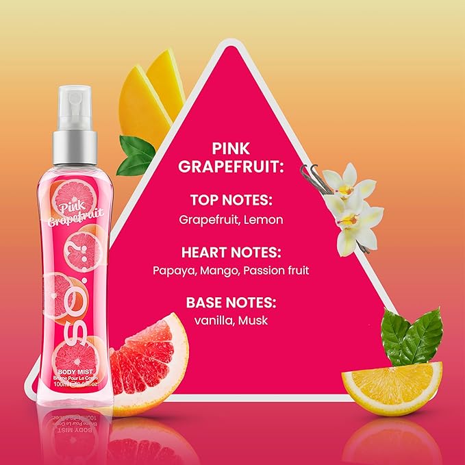 Pink Grapefruit Body Mist by So...? - Citrus, Fruity Body Spray for Women - Perfume for Women with 6-Hour Wear - Perfect Gifts for Women - 3.5 oz