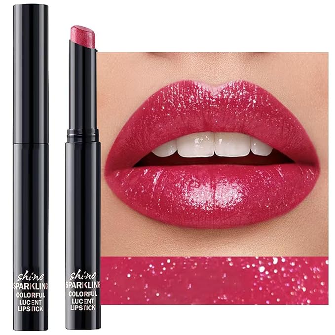 TWLBXMG Rose Red Lipstick For Women Matte Nude Glitter Shimmer Metallic Highly Pigmented Moisturizing Lip stick Hypoallergenic Waterproof Long Lasting Lipsticks Quick Makeup Lightweight Portable 08#