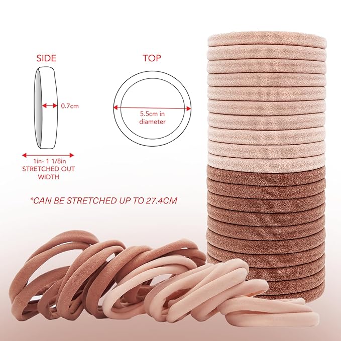 Kitsch Elastic Hair Ties No Damage | Stretchable Hair Bands - Blush 20pcs