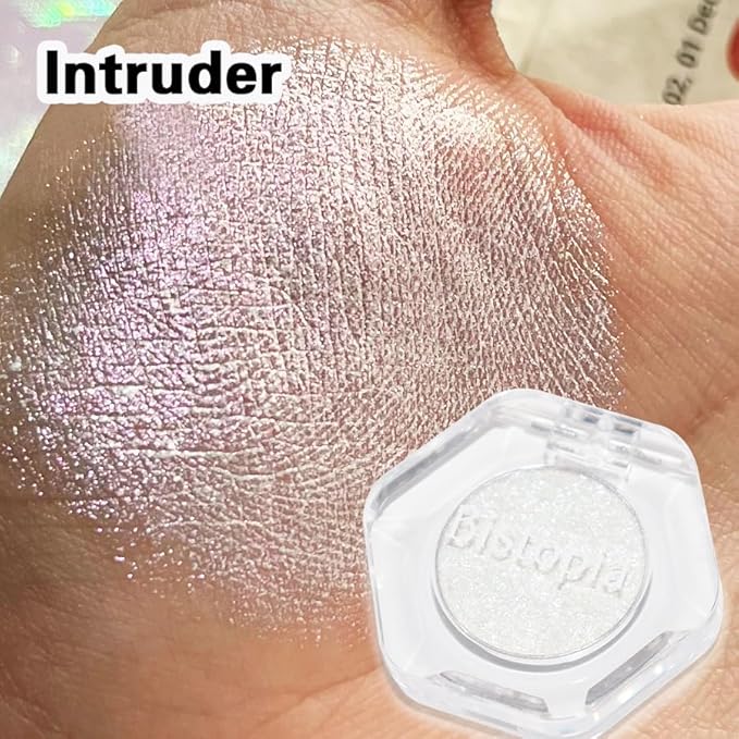 Bistopia Holographic Glitter Single Eyeshadow, Pearlescent Shimmer Metallic Cream Powder Eye Makeup, Blendable Long Lasting Waterproof, Multi-Use Face Highlighter, 2g. (Intruder)