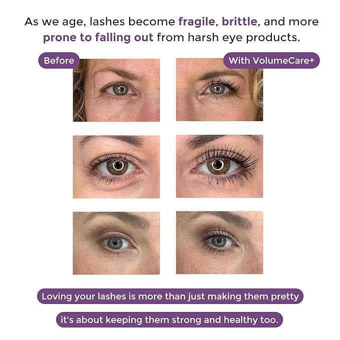 Rumi Cosmetiques VolumeCare+ Mascara For Mature Women - Extreme Length and Volume 2-in-1 Formula - No Clumps or Flaking, Long-Wearing, Hypoallergenic Mascara For Sensitive Eyes (Dark Brown)