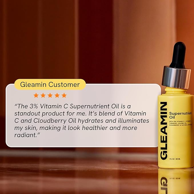 Gleamin Supernutrient Facial Oil, 3% Vitamin C with Jojoba Oil, 1 fl oz