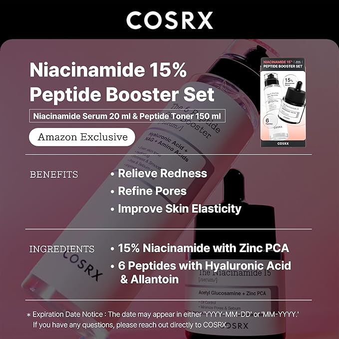 COSRX Niacinamide 15%, Peptide Booster Serum Set, Pore Care & Hydration
