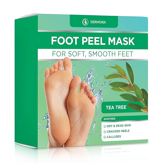 DERMORA Foot Peel Mask, Exfoliating Foot Peeling Mask, 2 Pairs,Tea Tree