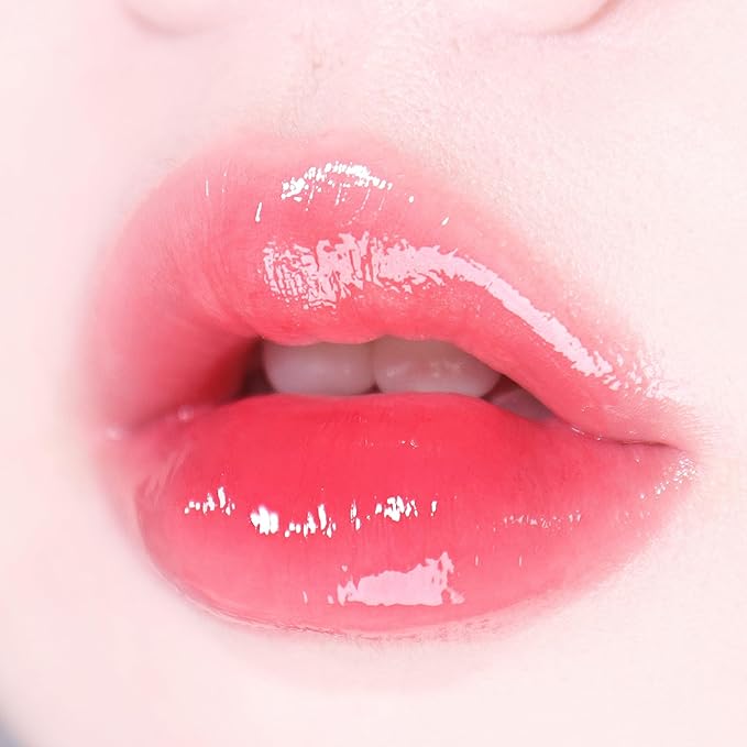 MQNY (MACQUEEN NEWYORK Dewy Water Glow Lip Tint - #04 Rose Bonbon, Glass-like Mirror Shine Hydrating Lip Stain, Long-Lasting & Non-Sticky Coral Tone Water Tint, 0.12 oz (3.5g)