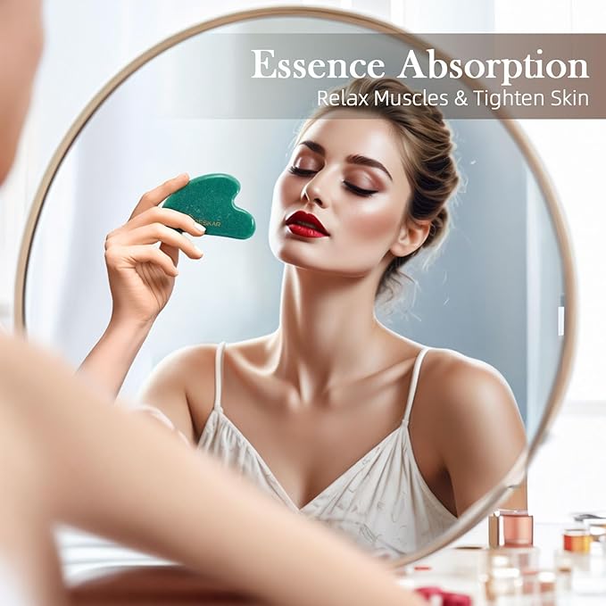 BESKAR Gua Sha Facial Tools, Natural Jade Stone Guasha Massager