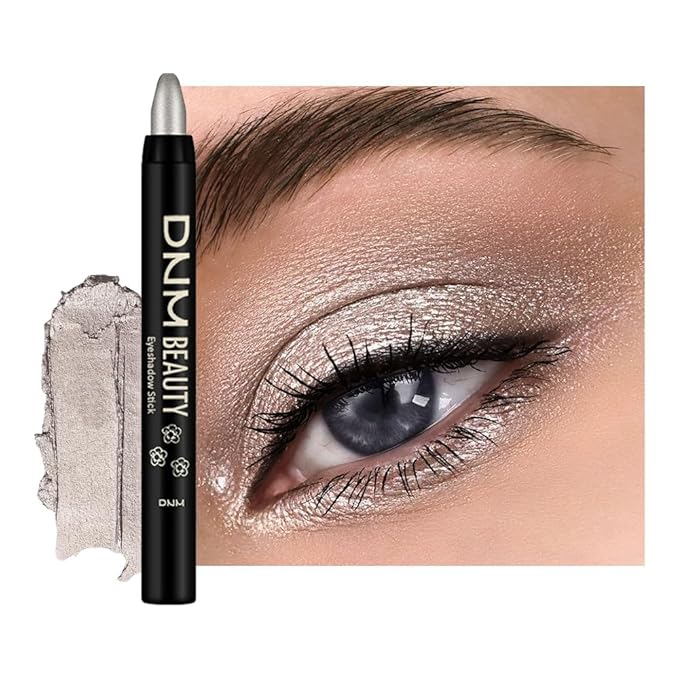 IATMOMOD Silver Grey Shimmer Cream Eye Shadow Stick Makeup for Women, Shimmer Eyeliner Pencil Eyeshadow Brightener Stick for Eyes, Waterproof Eyeshadow Applicator Blendable sombras para ojos 70#