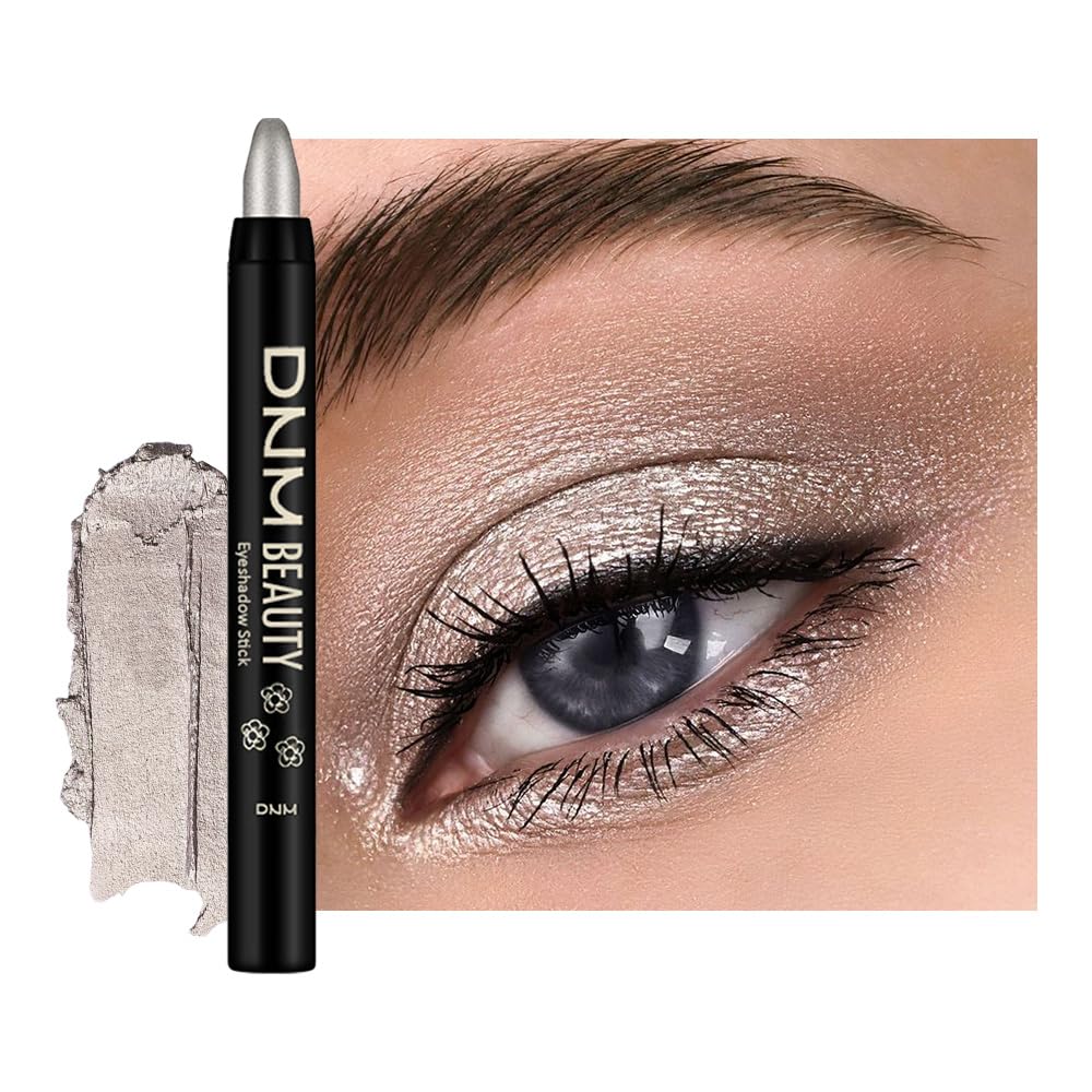 IATMOMOD Silver Grey Shimmer Cream Eye Shadow Stick Makeup for Women, Shimmer Eyeliner Pencil Eyeshadow Brightener Stick for Eyes, Waterproof Eyeshadow Applicator Blendable sombras para ojos 70#