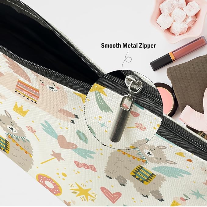 XFN Llama Gifts, 2 Pcs Alpaca Makeup Bag, Cute Animal Cosmetic Bag Travel Pouch, Alpaca Llama Lovers Gift for Women Girls Daughter Sisters Best Friends Farm Animals Graduation Birthday