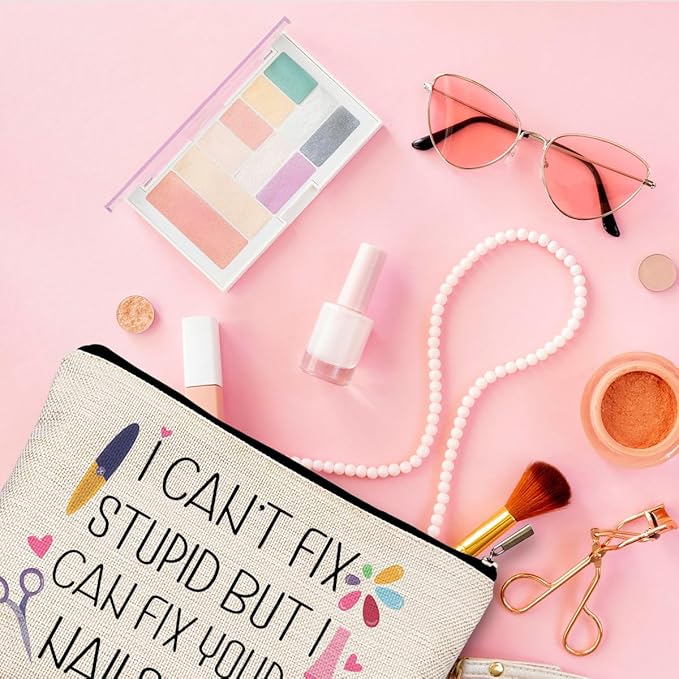 QGFM Nail Tech Gifts: Makeup Bag, Supplies, Cosmetic Toiletry Bag for Nail Technicians & Lovers