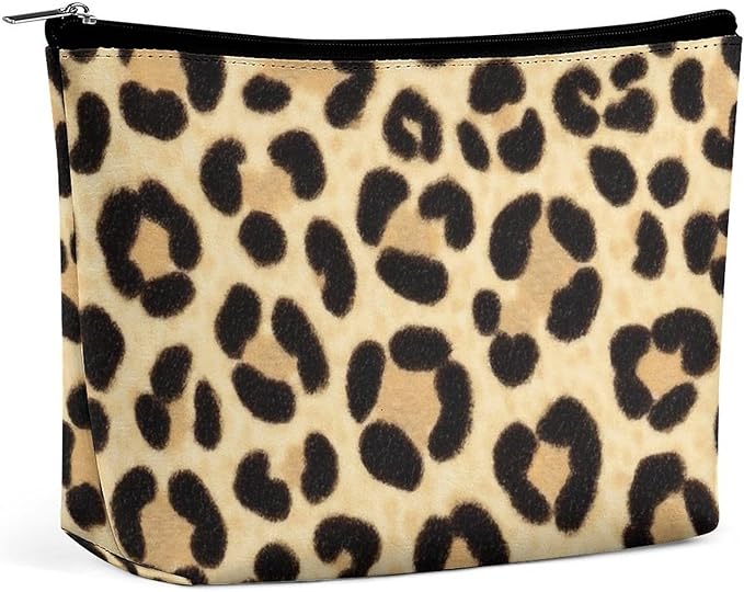 Meaudiwes Travel Cosmetic Bag, Large Makeup Case, Toiletry Bag, Personality Fashion Zipper Cosmetic Case Wild Animal Leopard Print
