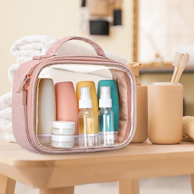 PACKISM TSA Approved Toiletry Bag with Bottles - 3.4 oz Silicone Container