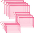 Sinzip 12 Pieces Zipper Nylon Mesh Pouch, Mesh Cosmetic Bags Makeup Bags Pencil Case, Multipurpose Travel Bags for Cosmetic School Office Supplies and Travel Accessories (Light Pink, Assorted Sizes)
