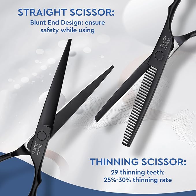 JASON Hair Cutting Scissors Set - Professional 10 PCS Haircut Shears Kit 6"