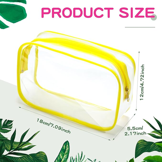 Weewooday 12 Pieces Clear Makeup Bags Cosmetic Storage Bags PVC Zipper Pouches Travel Waterproof Makeup Plastic Case for Women Organizing Toiletries Traveling Bathroom(Medium,Bright Color)