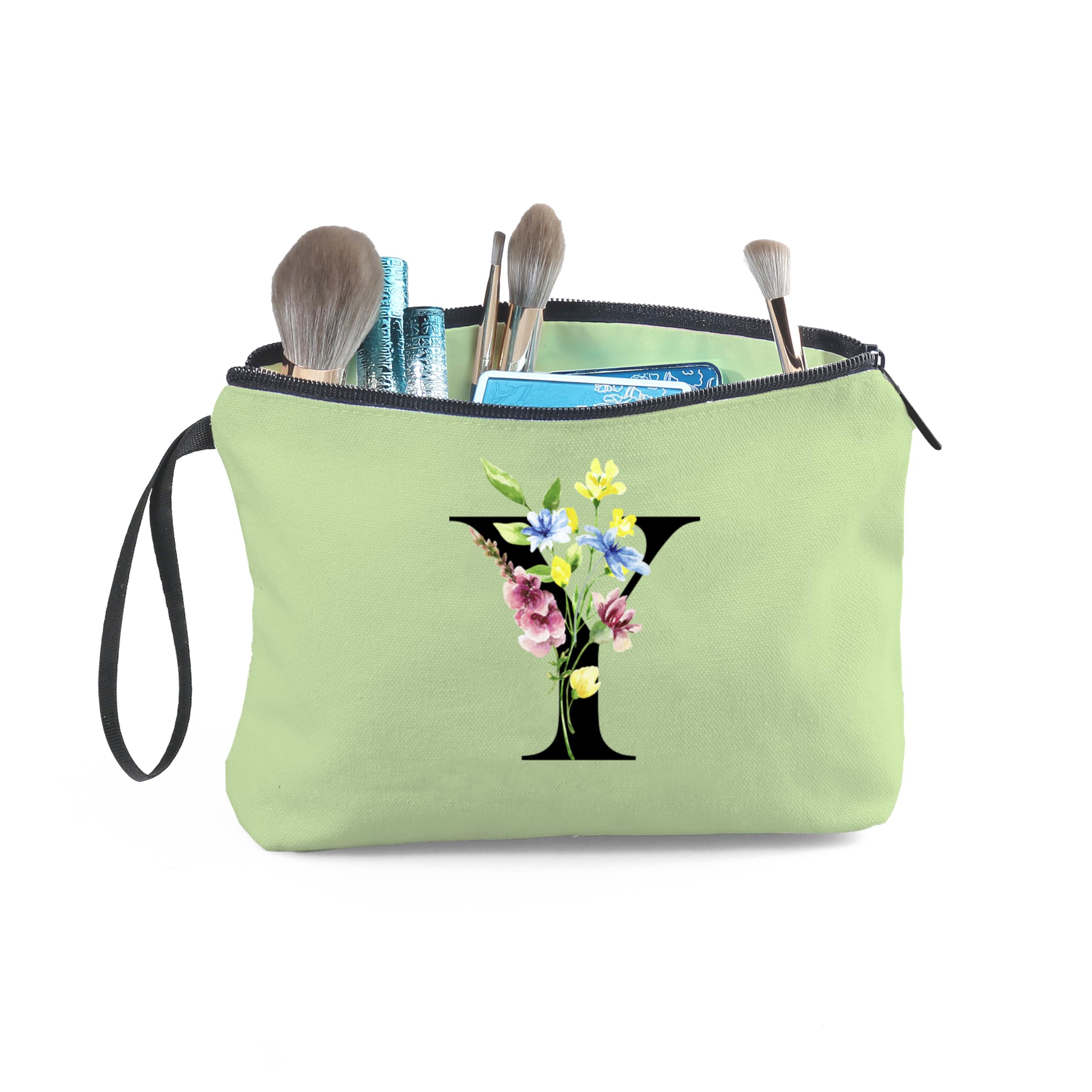 Appreciation Initial Monogram Gifts for Sisters from Sister Employees Team Bride Womens Unique Mom Personalized Makeup Cosmetic Bag with Mirror Mothers Day Christmas Graduation Y