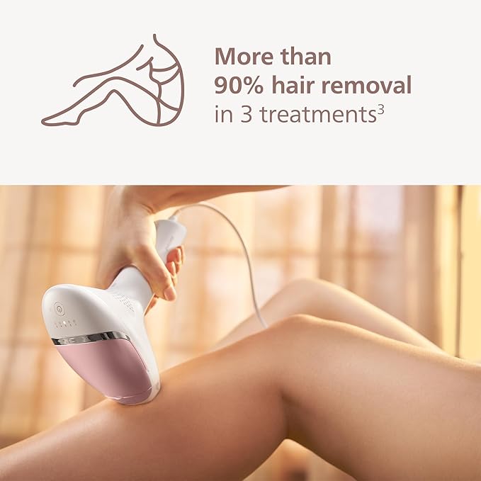 Philips Lumea IPL — Salon-like Laser Hair Removal, Permanent Hair Reduction Device At Home for Body & Facial Hair Removal for Women with Unique UV Filter for Face — 5 Settings, Skin Sensors, BRI932/03