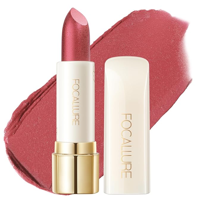FOCALLURE Diamond Shimmer Lipstick, Pearly Metallic Finish, Moisturizing Sparkly Glitter Lip Color, Long Lasting, Back to School Gift, One Bite