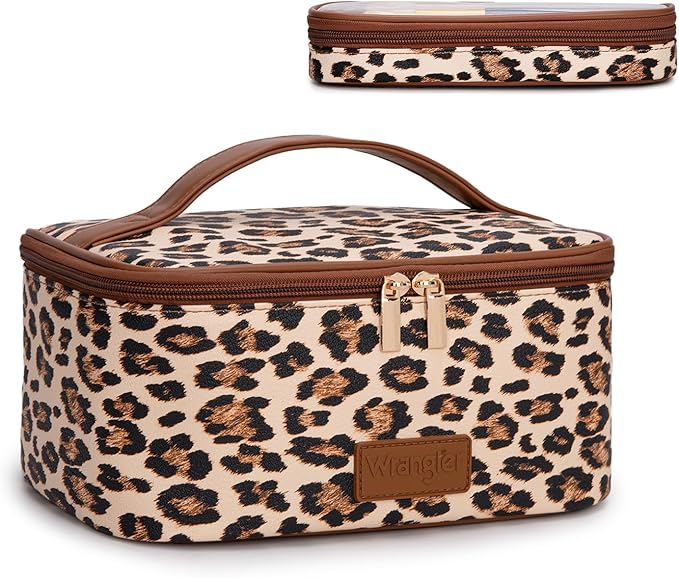 Wrangler Travel Makeup Bag 2pcs Set Cosmetic Bag with Makeup Brush Holder
